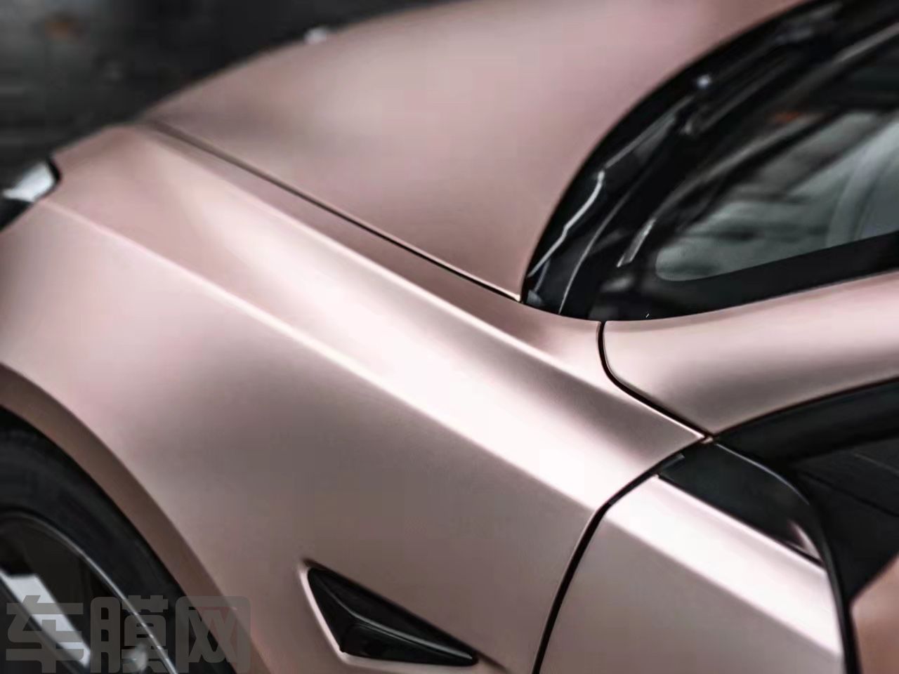 特斯拉Model 3 电光金属玫瑰金改色膜 效果图