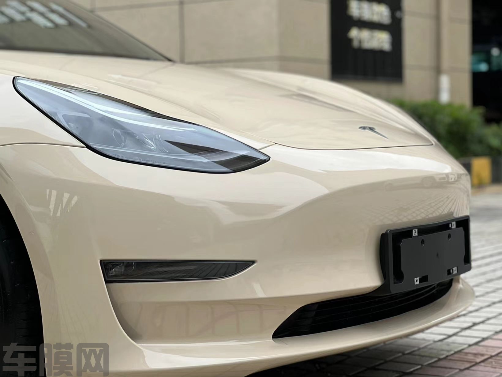 特斯拉Model 3 卡其米兰改色膜 效果图