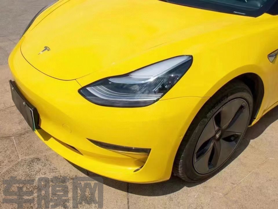 特斯拉Model3 竞速黄改色膜 效果图