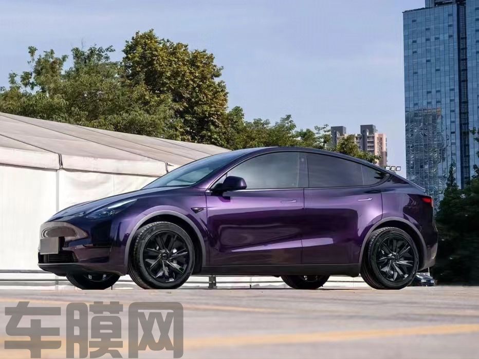 特斯拉Model Y 金属午夜紫改色膜 效果图