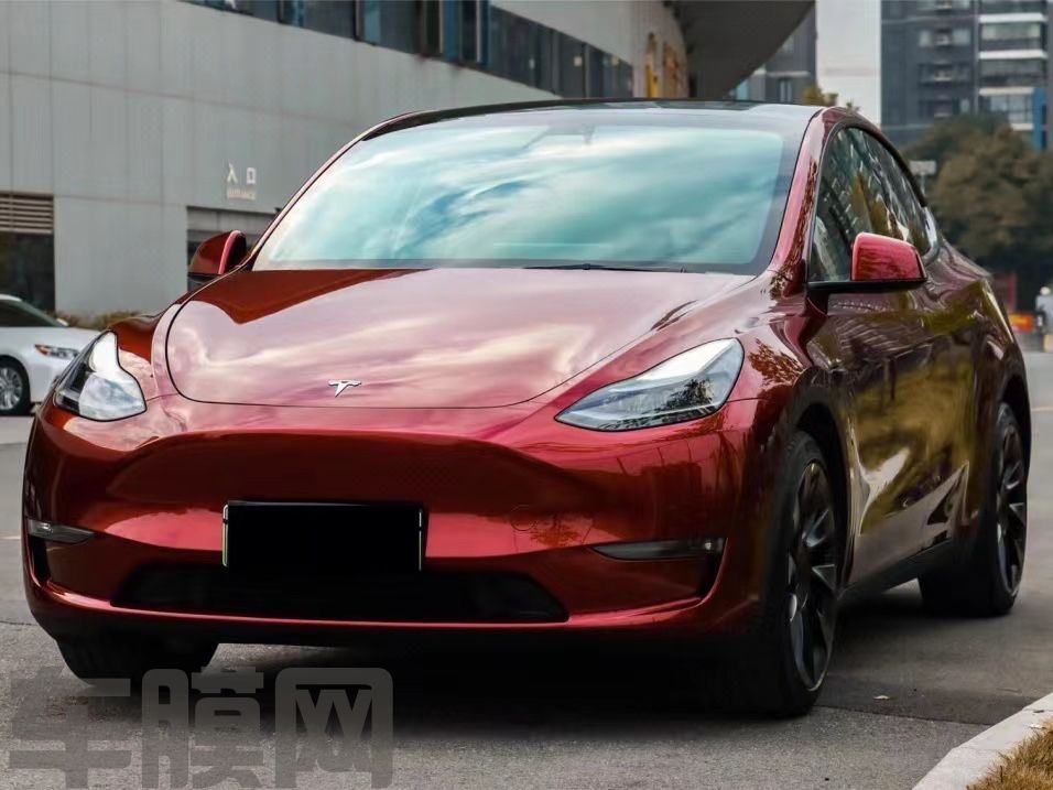 特斯拉Model Y 液态龙血红改色膜 效果图