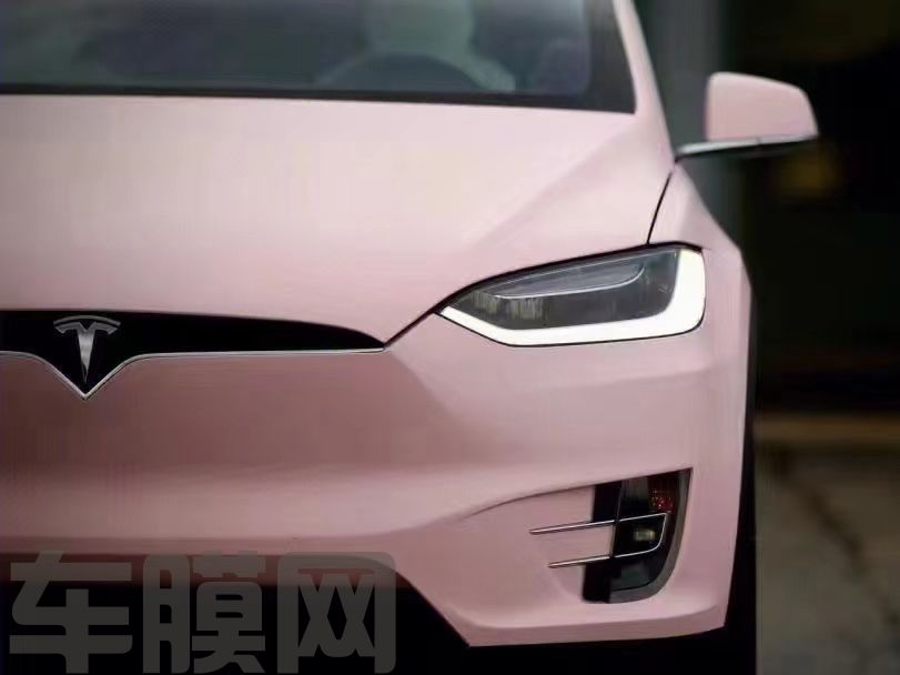 特斯拉Model X 消光胭脂粉改色膜 效果图