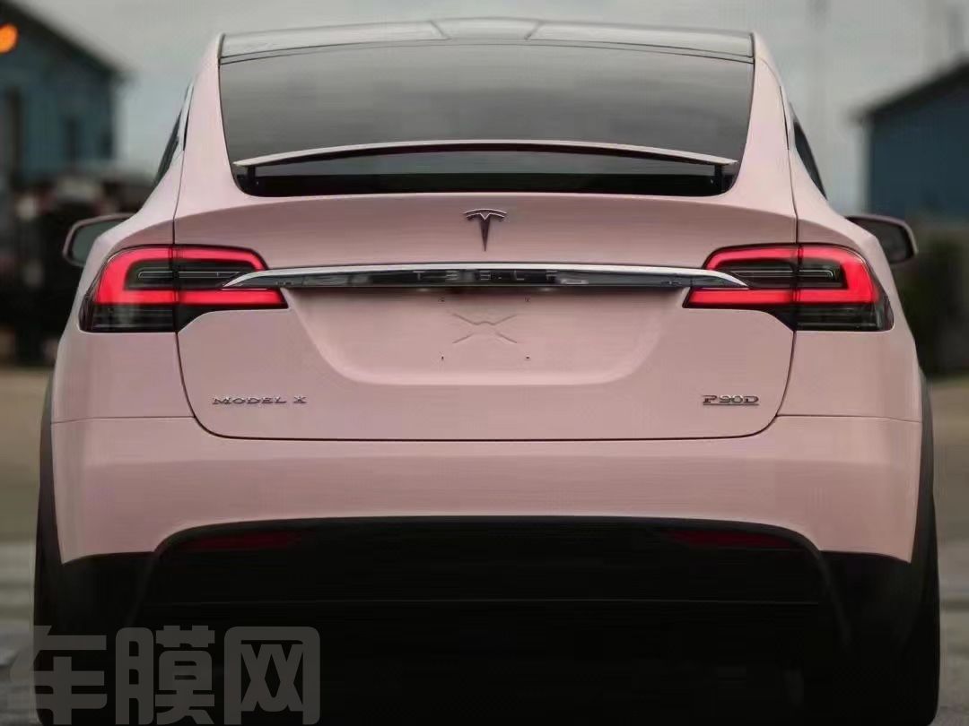 特斯拉Model X 消光胭脂粉改色膜 效果图