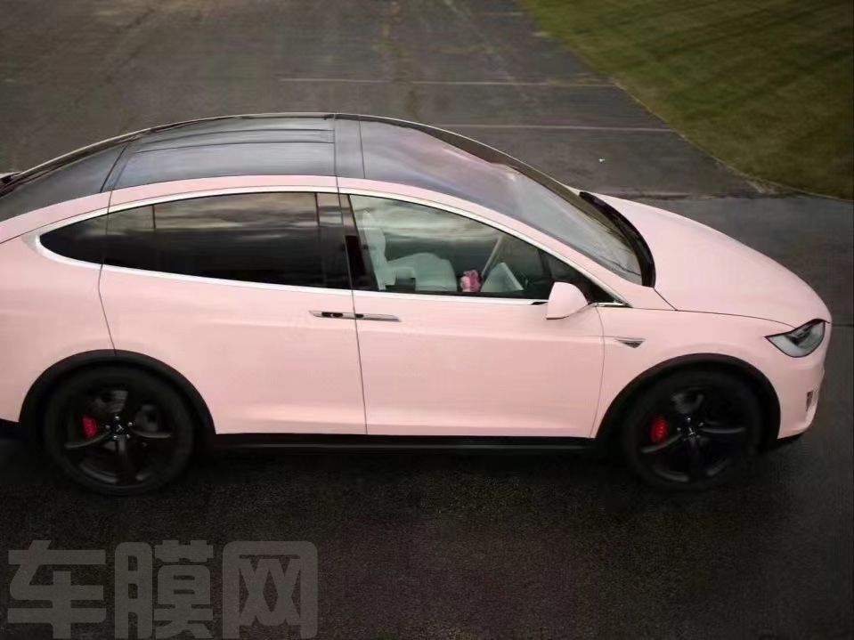 特斯拉Model X 消光胭脂粉改色膜 效果图