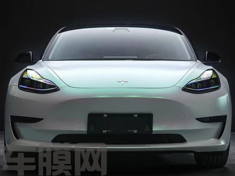 特斯拉Model 3 曙光白改色膜 效果图