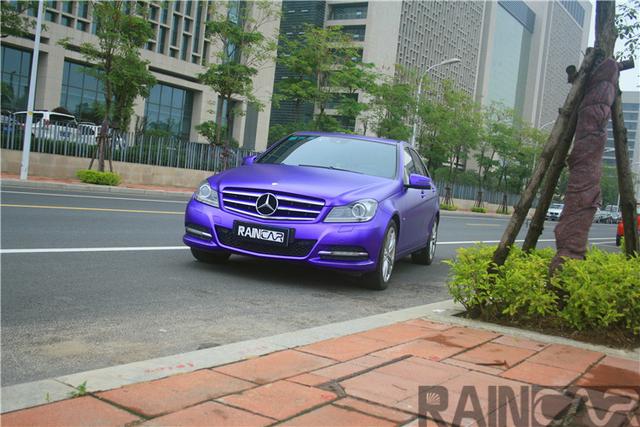 紫色魅惑 奔驰C200贴冰紫改色膜效果图