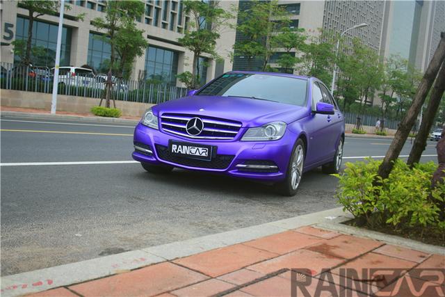 紫色魅惑 奔驰C200贴冰紫改色膜效果图