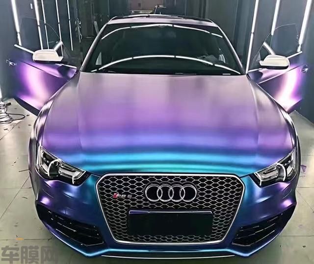 奥迪RS5车身改色电光紫魅蓝案例分享