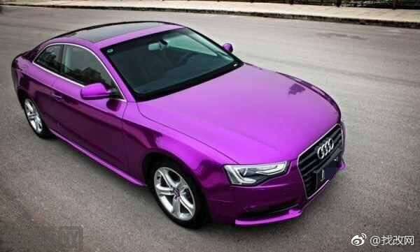 奥迪A5车身改色贴膜电镀紫罗兰效果欣赏