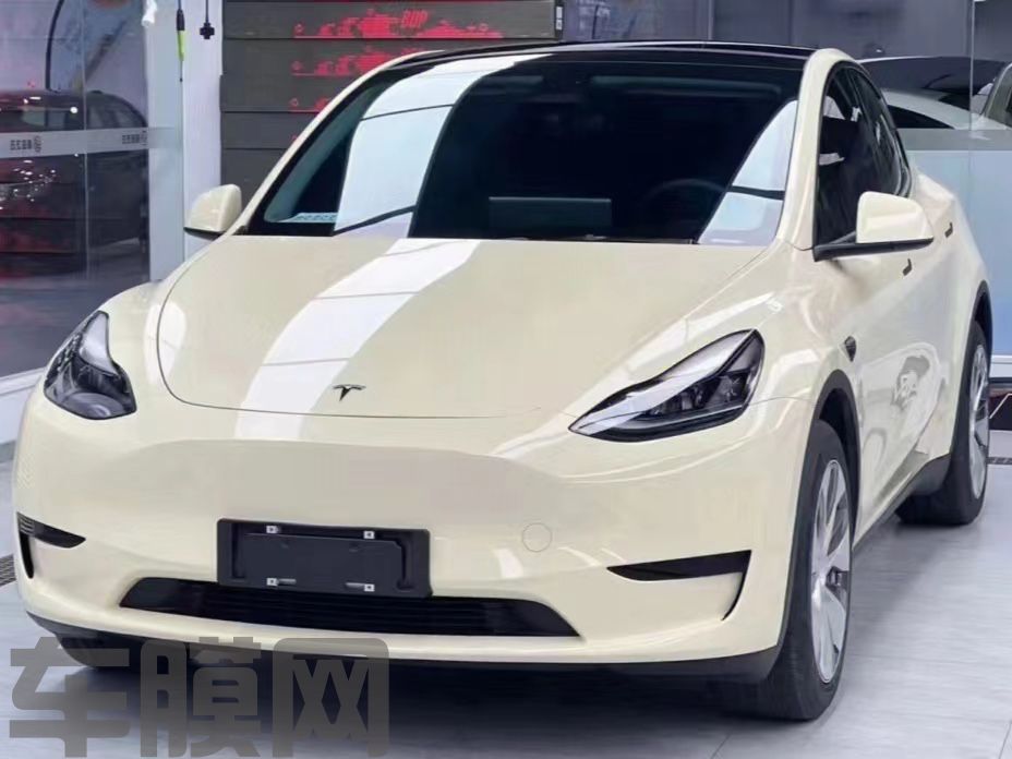 特斯拉Model Y PET卡其米兰改色膜 效果图