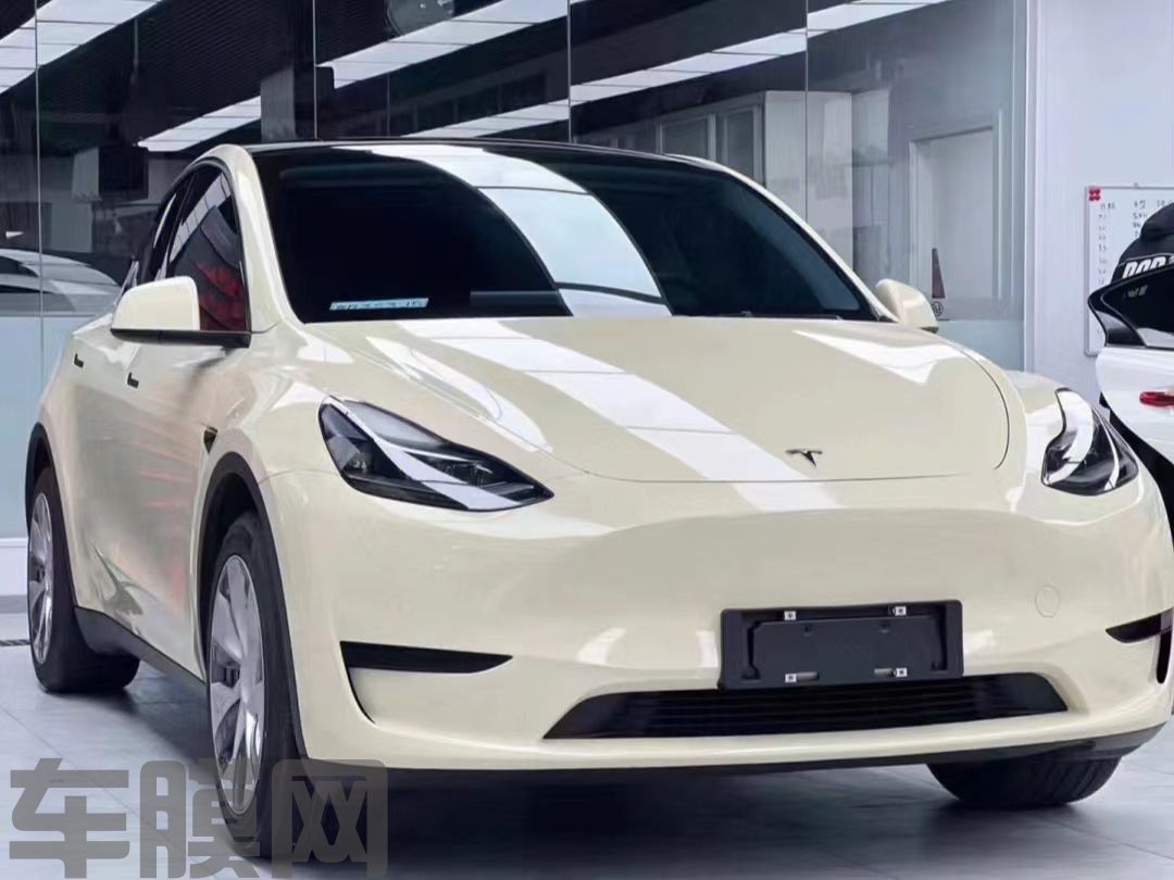 特斯拉Model Y PET卡其米兰改色膜 效果图