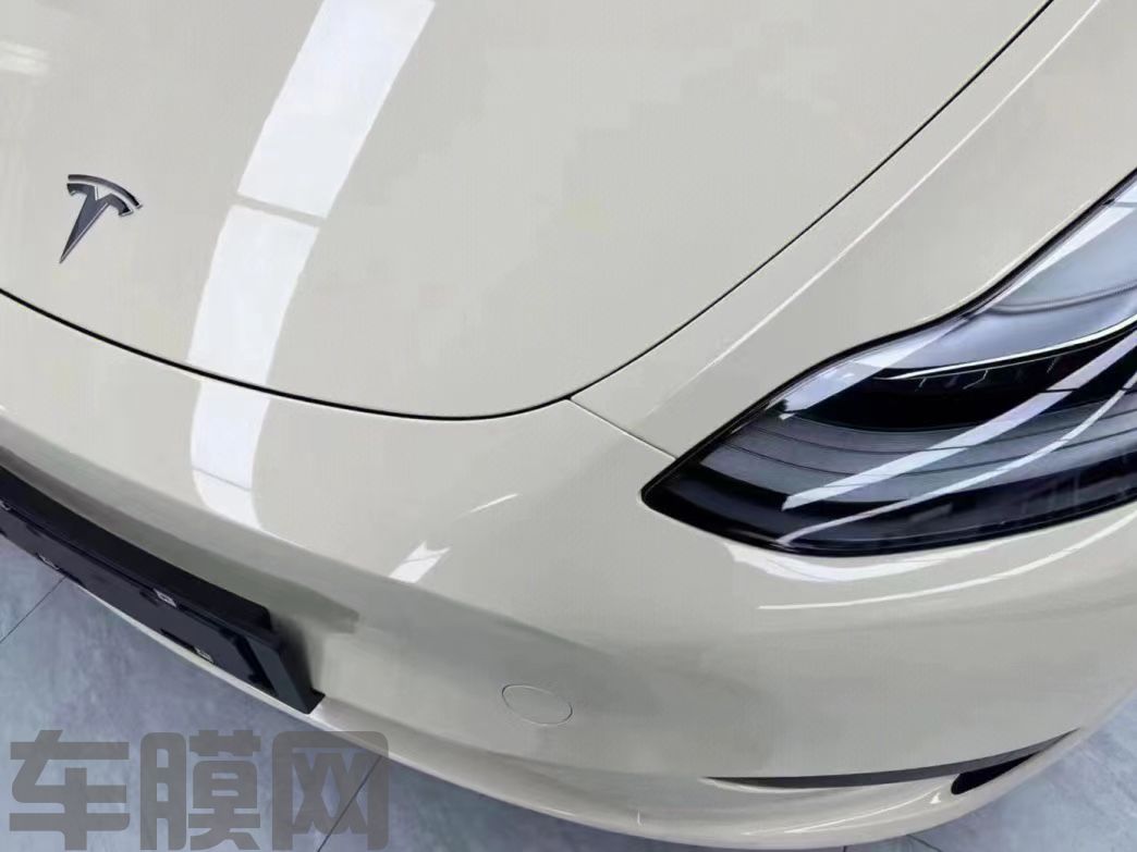 特斯拉Model Y PET卡其米兰改色膜 效果图