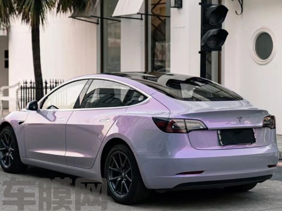 特斯拉Model 3 梦幻灰魅紫改色膜 效果图