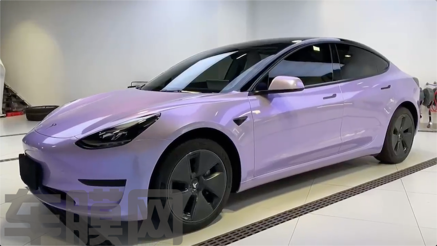 特斯拉Model 3 梦幻紫改色膜 视频案例